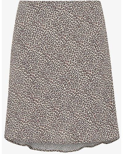 Whistles Dashed Leopard-print Woven Mini Skirt - Grey
