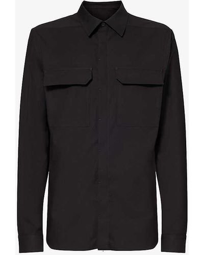 Rick Owens Flap-pocket Concealed-placket Cotton-poplin Shirt - Black