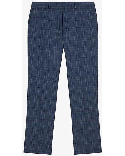 Ted Baker Adlerst Slim-fit Check Wool Trousers - Blue