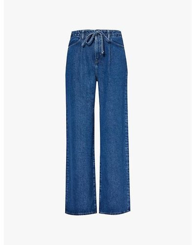 FRAME Patch-pocket Wide-leg Mid-rise Denim Jeans - Blue