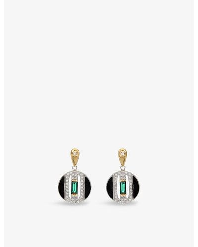 V By Laura Vann Daphne Rhodium And 18ct Yellow -plated Recycled Sterling-silver Enamel And Cubic Zirconia Drop Earrings - White