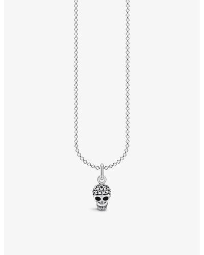 Thomas Sabo Skull Sterling-silver And Cubic Zirconia Pendant Necklace - White