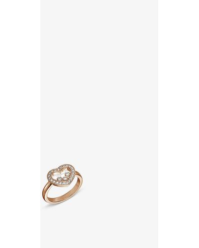 Chopard Happy Diamonds Icons 18ct Rose-gold And 0.35ct Diamond Ring - White
