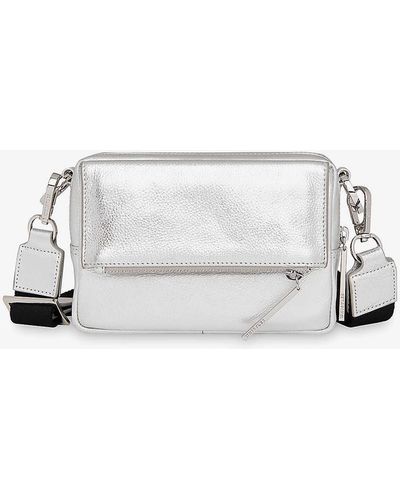 Whistles Bibi Zip-pouch Metallic Leather Cross-body Bag - White