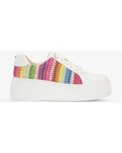 Dune Episode Embroidered Faux-leather Flatform Trainers - White