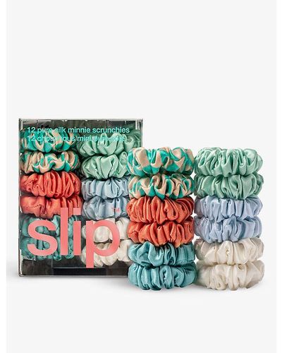 Slip Minnie Elasticated Silk Scrunchies Pack Of 12 - Green