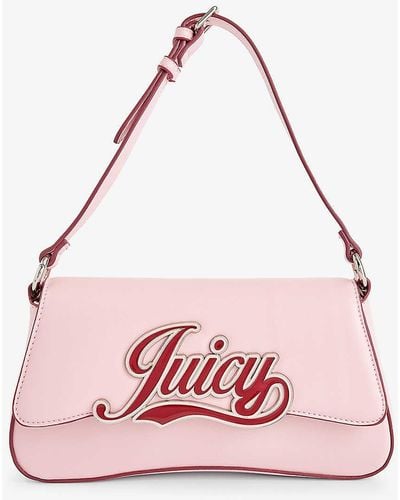 Juicy Couture Branded-plaque Faux-leather Shoulder Bag - Pink