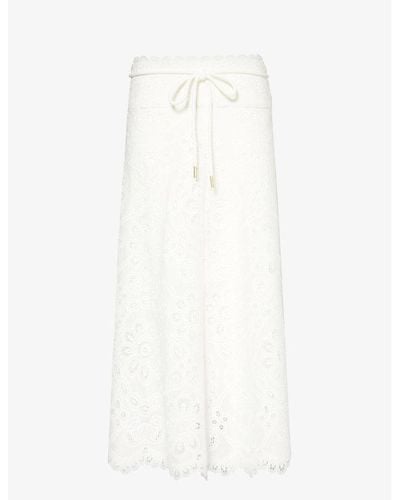 Zimmermann Ottie Cotton Midi Skirt - White