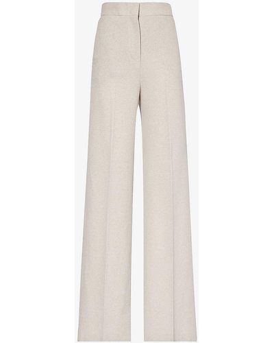 Max Mara Giallo Wide-leg High-rise Cotton Trousers - White