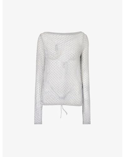 House Of Sunny Relaxed-fit Long-sleeved Knitted Cardigan - White