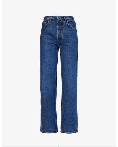 Totême Straight-leg High-rise Organic-denim Jeans - Blue