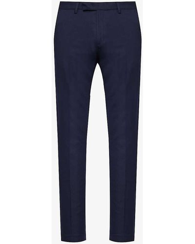 Sunspel Textured-weave Wool-blend Trousers - Blue