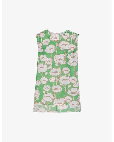 Ted Baker Kelany Floral-print Sleeveless Woven Top - Green