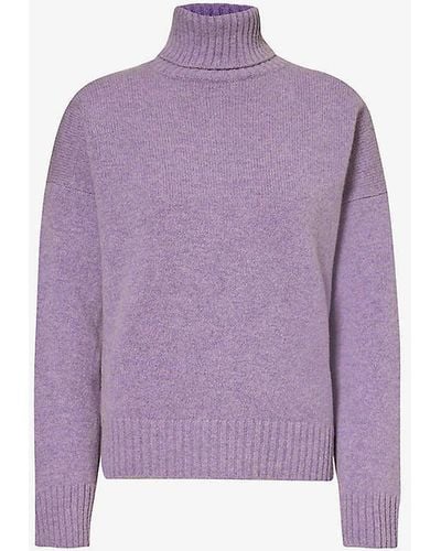 Sporty & Rich Turtleneck Relaxed-fit Wool Jumper - Purple