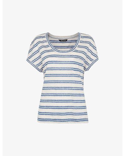 Whistles Striped Linen T-shirt - Blue