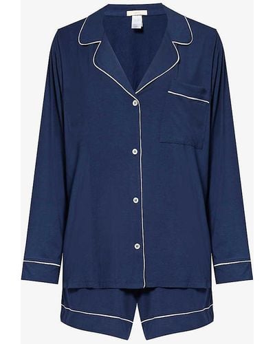 Eberjey Vy Ivory Gisele Relaxed-fit Stretch-woven Jersey Pyjama Set - Blue
