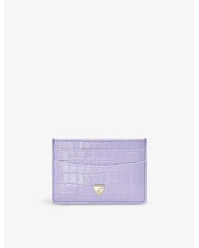 Aspinal of London Logo-embossed Leather Card Holder - Purple