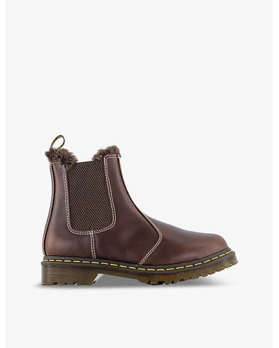 Dr. Martens 2976 Leonore Faux Fur-lined Leather Chelsea Boots - Brown