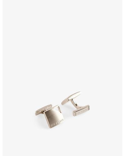 Ted Baker Curvin Logo-engraved Curved Brass Cufflinks - White