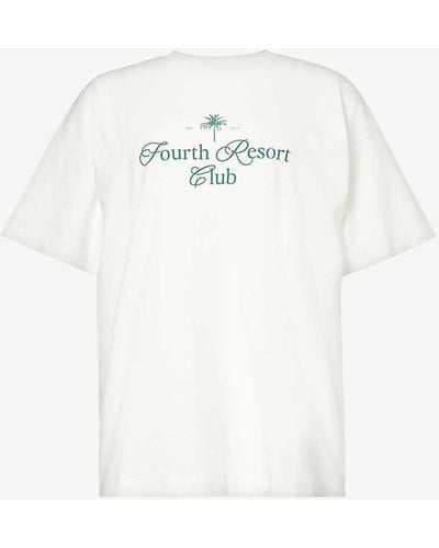 4th & Reckless Phi Phi Logo-print Regular-fit Cotton-jersey T-shirt - White