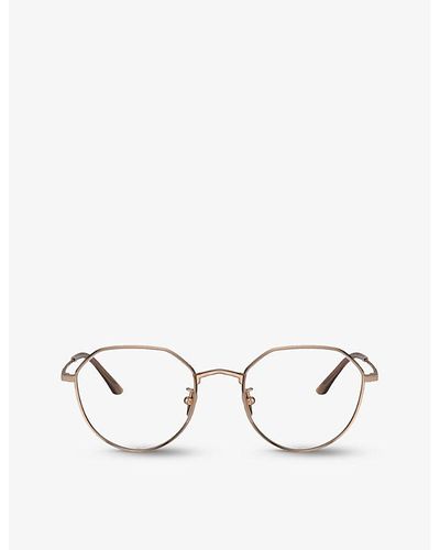 Giorgio Armani Ar5142 Round-frame Metal Glasses - Natural