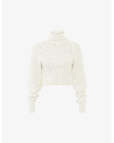 House Of Cb Nyala Cropped Cotton-blend Jumper - White