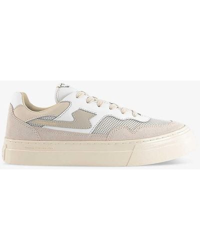 Stepney Workers Club Pearl S Strike Suede And Mesh Low-top Trainers - White