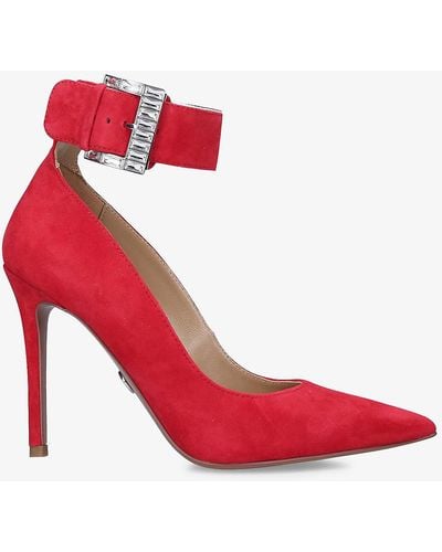 MICHAEL Michael Kors Giselle Crystal-embellished Suede Heeled Courts - Red