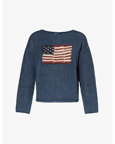 Polo Ralph Lauren American-flag Cotton Knitted Jumper - Blue