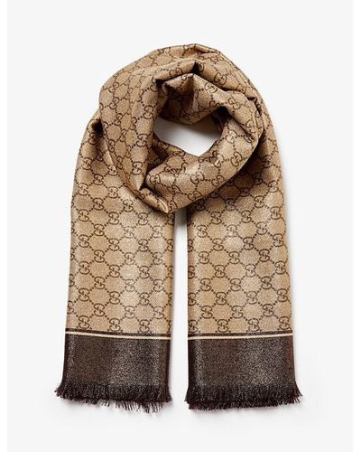 Gucci Rainy Brand-print Wool Scarf - Brown