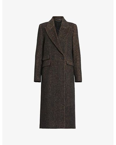 AllSaints Elyria Slim-fit Textured Woven Coat - Black
