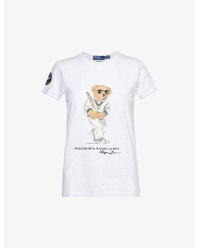 Polo Ralph Lauren X Wimbledon Polo Bear-print Recycled Cotton-blend T-shirt - White