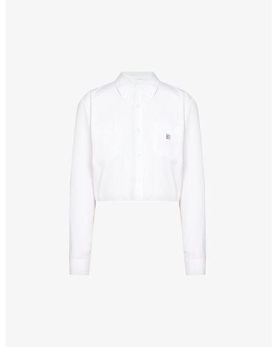 Givenchy Long-sleeved Cropped Cotton Shirt - White