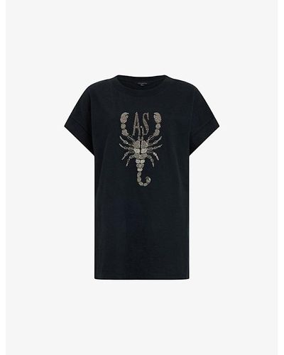AllSaints Scorpion Imogen Boy Bead-embellished Organic-cotton T-shirt - Black
