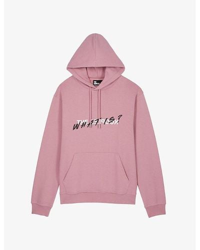 The Kooples Slogan-print Relaxed-fit Cotton Hoody - Pink