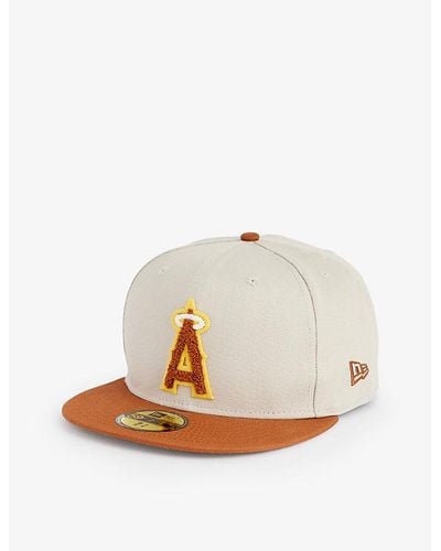 KTZ 59fifty Los Angeles Angels Brand-embroidered Cotton-twill Cap - Natural