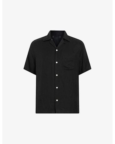 AllSaints Sunsmirk Embroidered-print Relaxed-fit Woven Shirt - Black