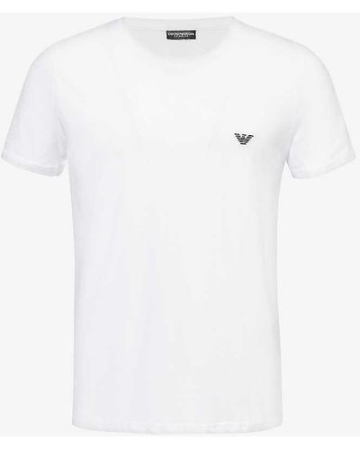 Emporio Armani Essential Logo-embroidered Cotton-jersey T-shirt - White
