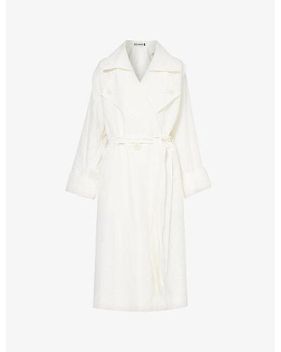 Issey Miyake Shaped Membrane Double-breasted Woven-blend Trench Coat - White