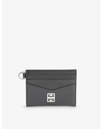 Givenchy 4g-plaque Leather Card Holder - Gray