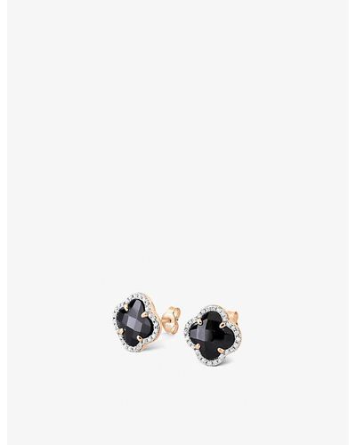 The Alkemistry Morganne Bello Clover 18ct Yellow-gold, 0.128ct Diamond And 2.54ct Black Onyx Stud Earrings - White