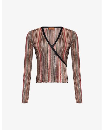 Missoni Striped Sequin-embellished Knitted Top - Brown