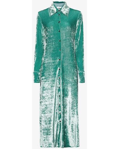 Jil Sander Velvet-textured Regular-fit Stretch-woven Midi Dress - Green