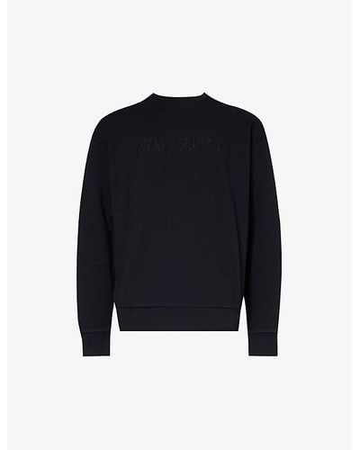 JW Anderson Logo-embroidered Relaxed-fit Cotton Sweatshirt X - Blue