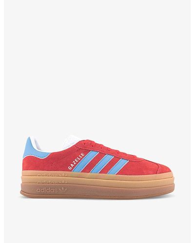 adidas Gazelle Bold 3-stripes Suede Low-top Platform Sneakers - Red