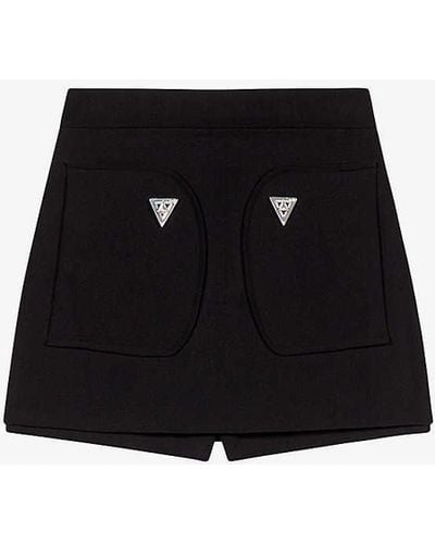 Maje Triangle Hardware-embellished Stretch-woven Mini Shorts - Black