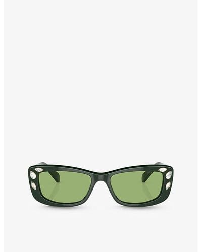 Swarovski Sk6008 Rectangle-frame Acetate Sunglasses - Green