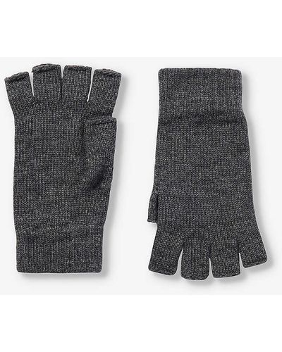 Johnstons of Elgin Fingerless Ribbed-trim Cashmere Gloves - Black