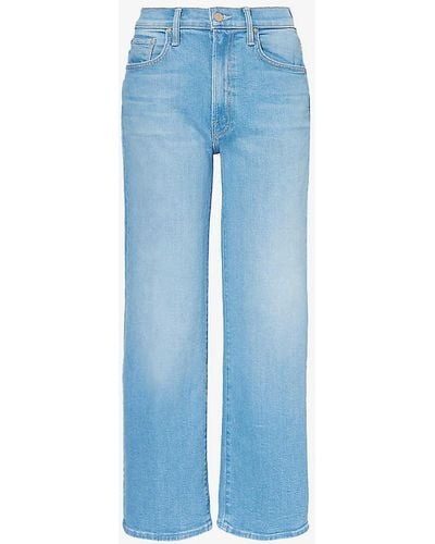 Mother Rambler Faded-wash Mid-rise Straight-leg Stretch-denim Jeans - Blue
