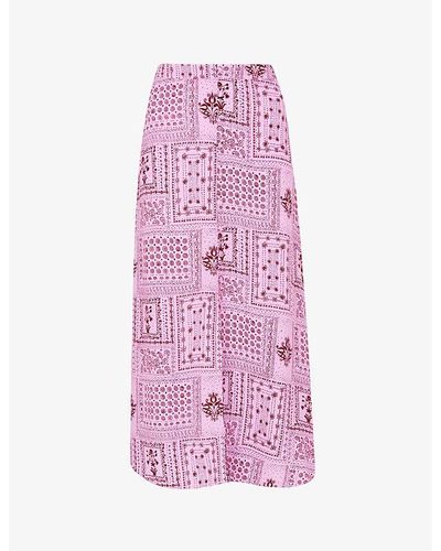 Whistles Bandana-print Woven Midi Skirt - Pink
